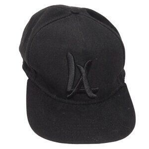 LA Black Baseball Trucker Cap Hat Adult One Size Snap Back Cotton FLAW